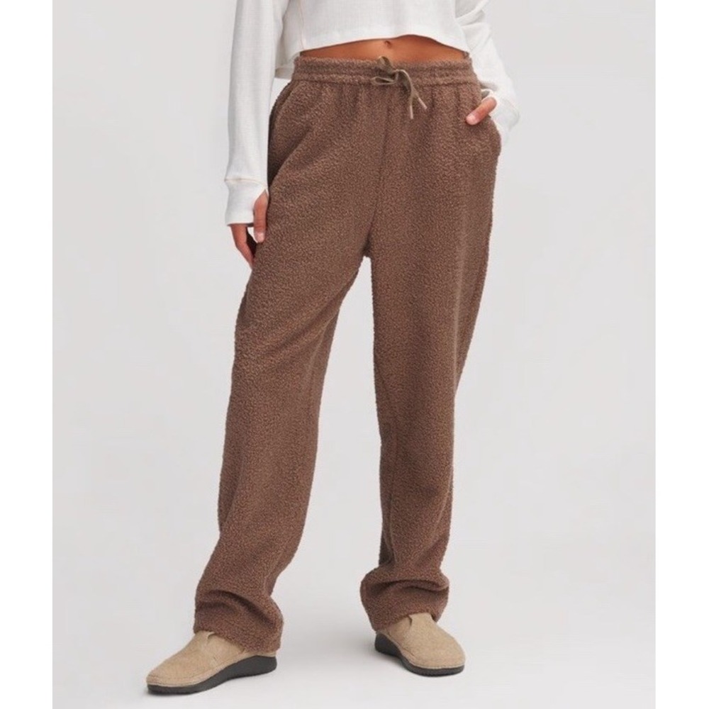 Backcountry Goat Fleece Lined Brown Jogger Pants Size L Sweatpants Cozy Teddy